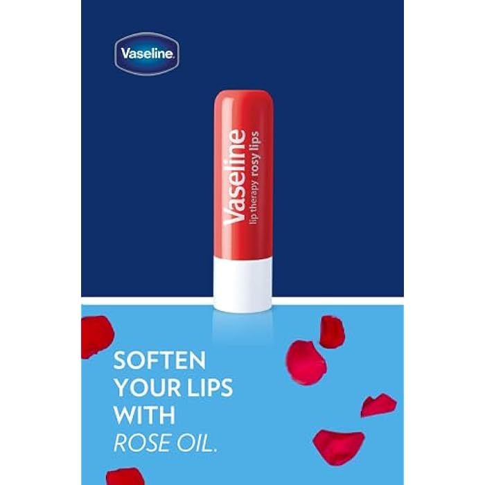 Vaseline Lip Therapy Care Rosy, Fast-Acting Nourishment, Ideal for Chapped, Dry, Cracked, or Damaged Lips, Lip Balm, 4-Pack, 0.16 Oz Each - Image 5